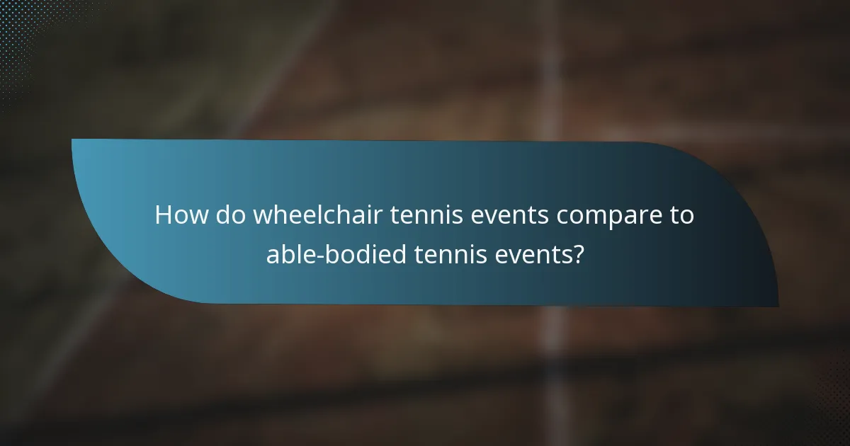 How do wheelchair tennis events compare to able-bodied tennis events?
