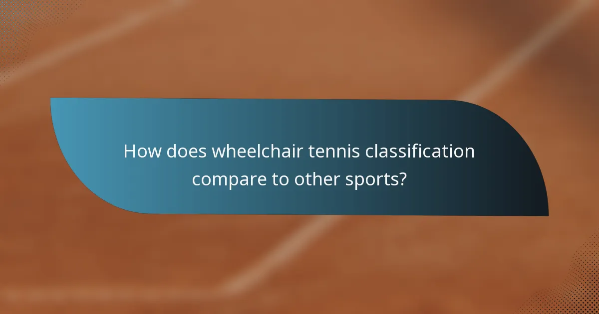 How does wheelchair tennis classification compare to other sports?