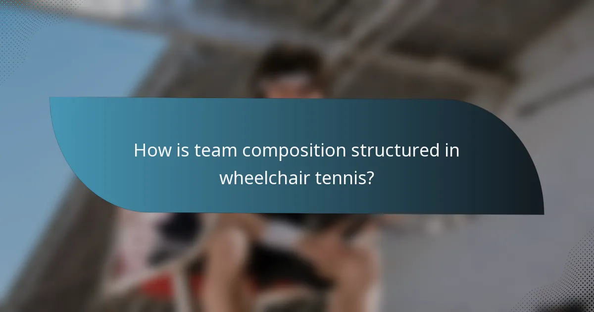 How is team composition structured in wheelchair tennis?