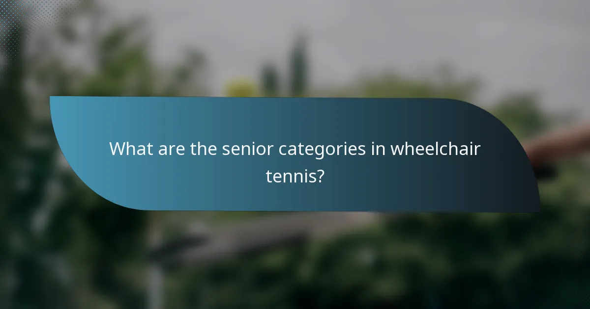 What are the senior categories in wheelchair tennis?